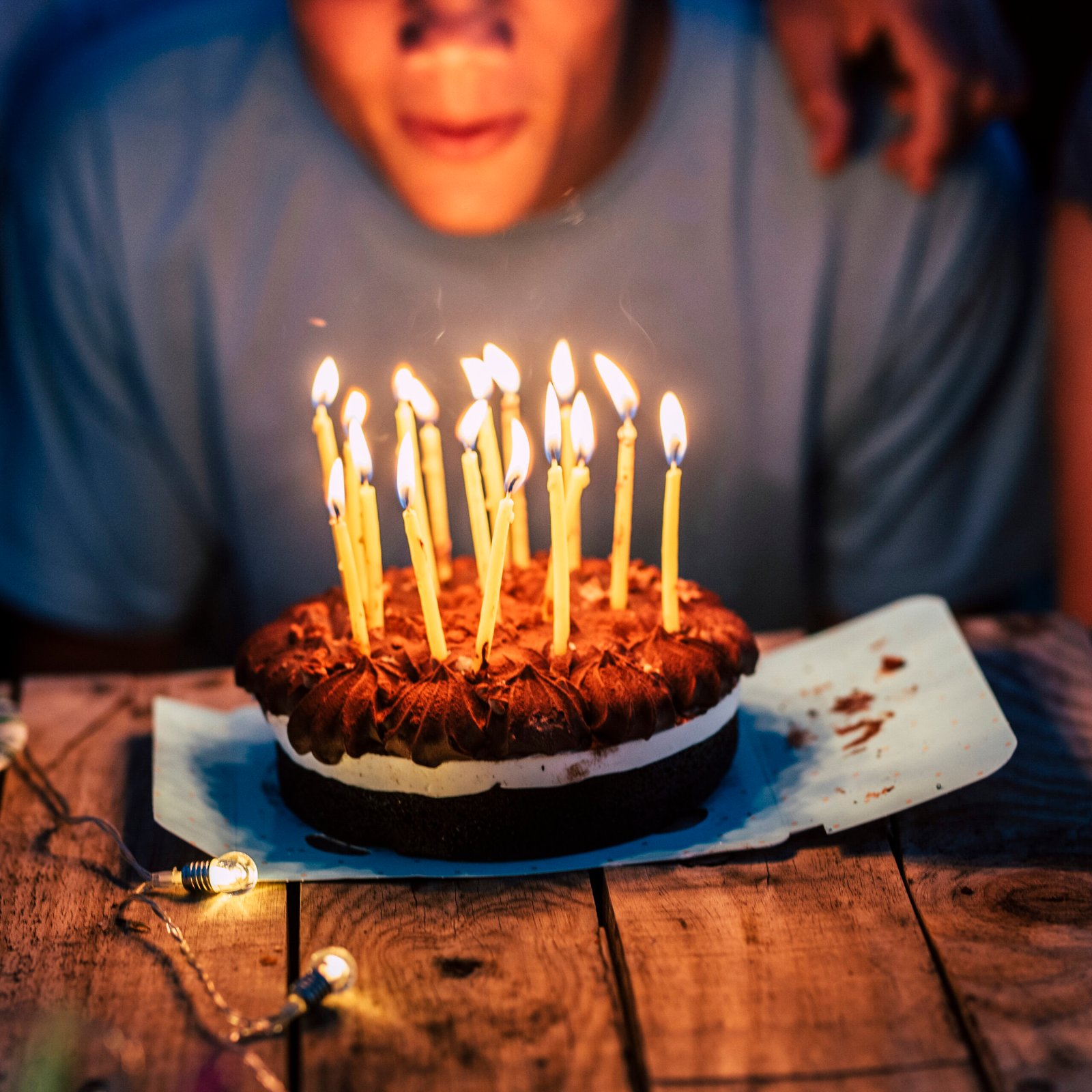 birthday and party event by night concept cake and candles on