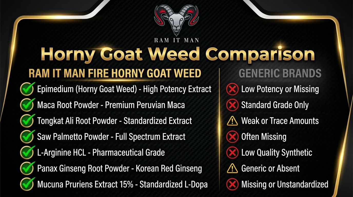 Horny Goat Weed comparison chart