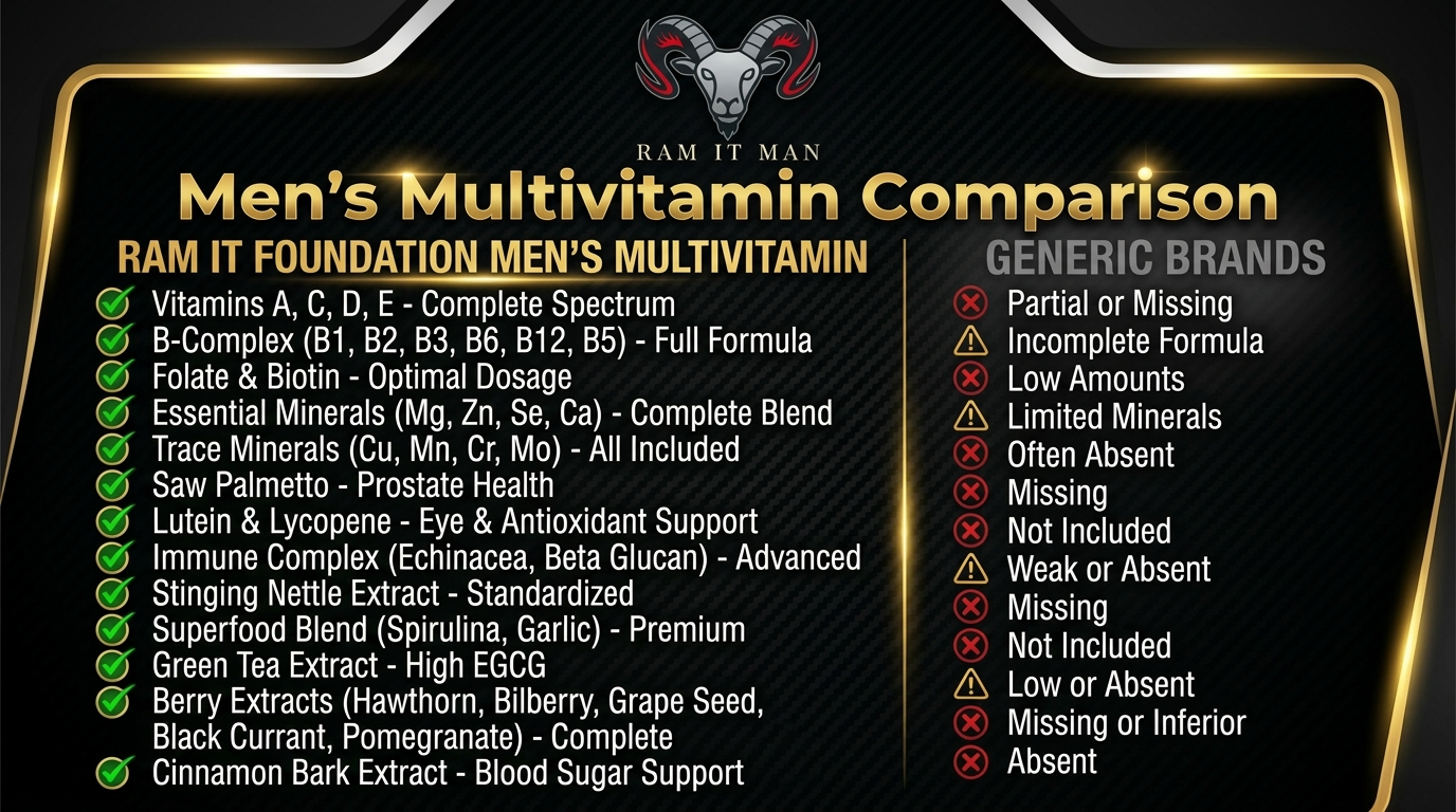 Mens multivitamins comparison chart