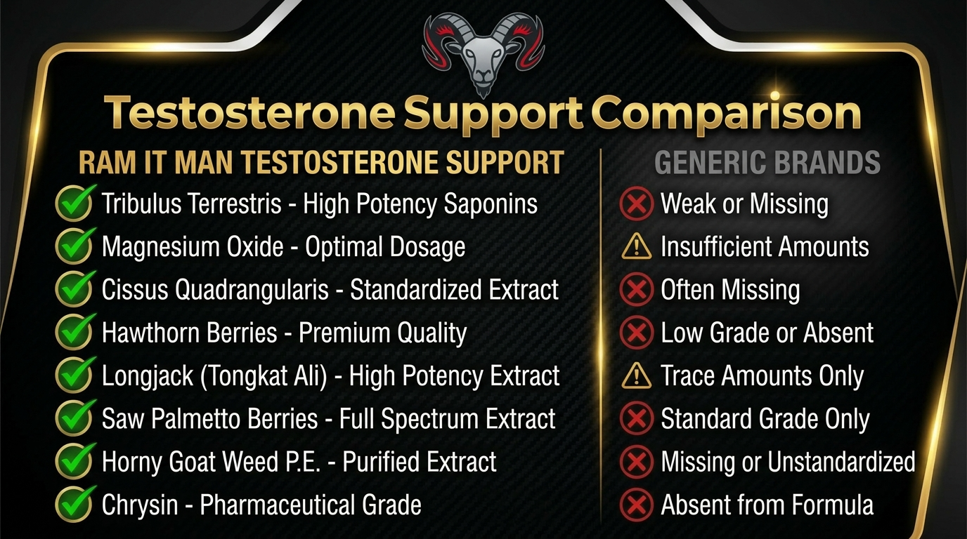 Testosterone Support comparison chart